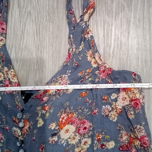 Blue Spring Splatter Floral Print Sleeveless Tank Jumpsuit - Picture 13 of 15